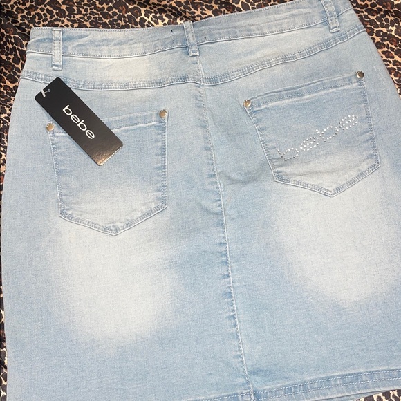 Y2k Style Bebe Rhinestone High Waisted Mini Skirt - Picture 1 of 10